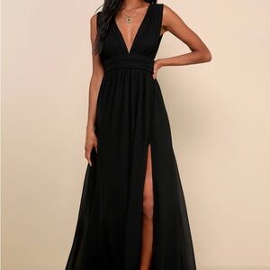 Lulu's Black Maxi Dress with Slit